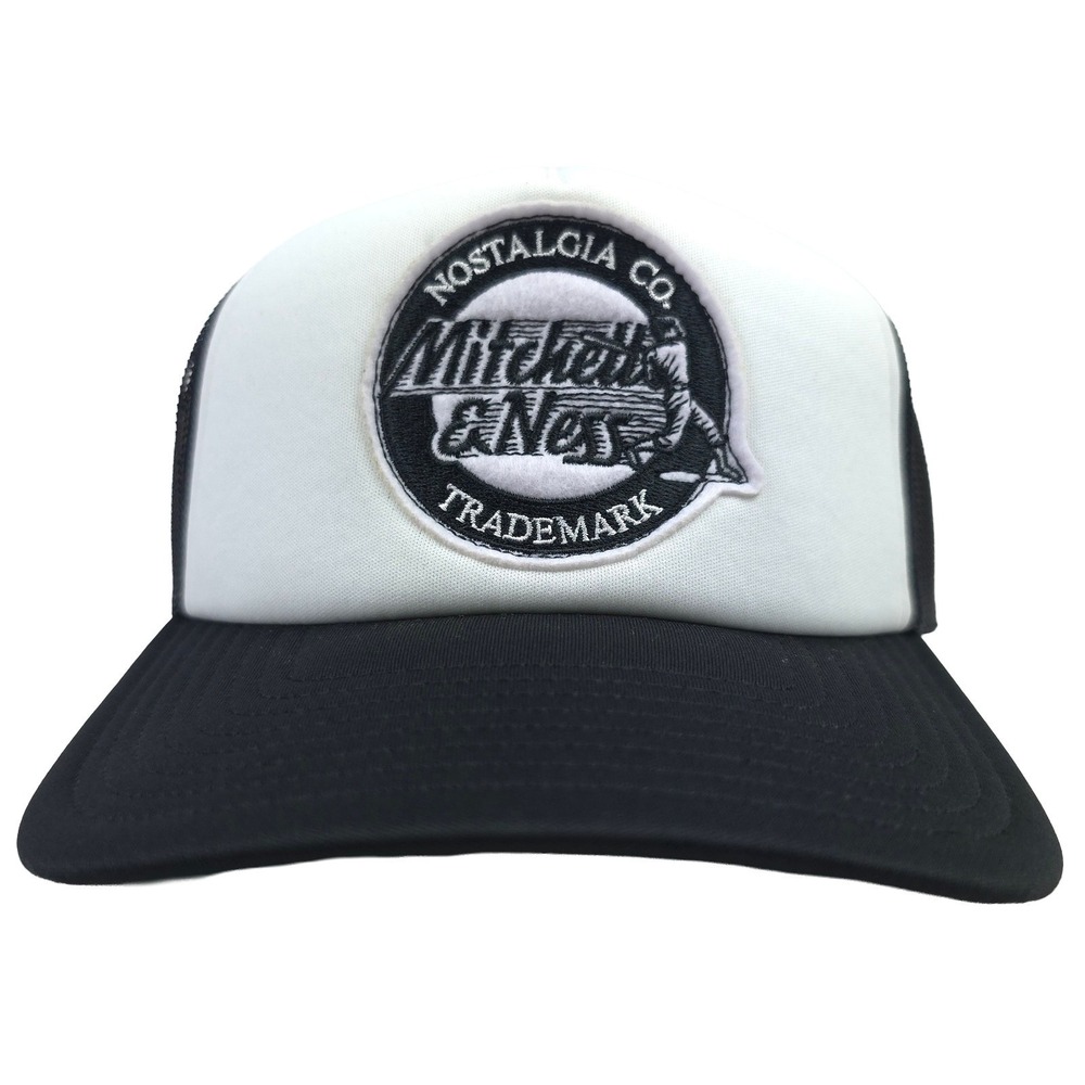 Mitchell & Ness Trucker Hat Cap Embroidery Patch Baseball Logo White Black New